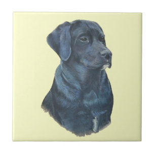 portrait of black labrador dog tile