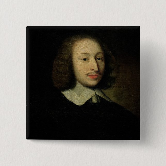 Portrait of Blaise Pascal 2 Inch Square Button (Front)