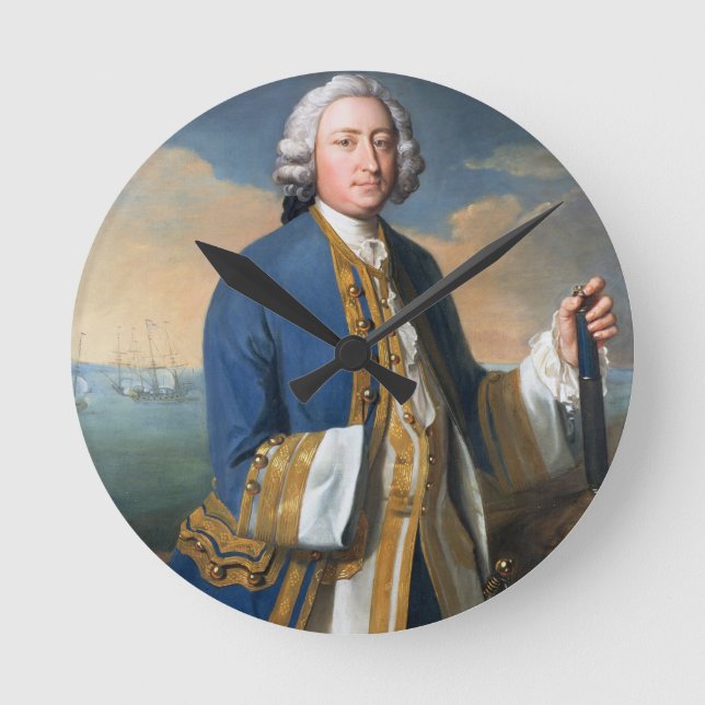 Portrait of Captain David Brodie (1709-87) Holding Round Clock (Front)
