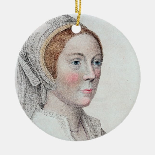 Portrait of Catherine Howard (1520-42) engraved by Ceramic Ornament (Front)
