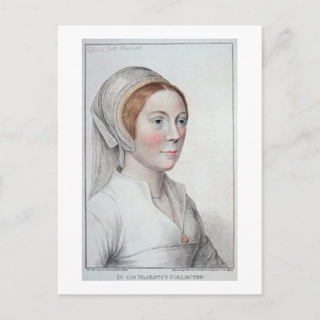 Portrait of Catherine Howard (1520-42) engraved by Postcard (Front)