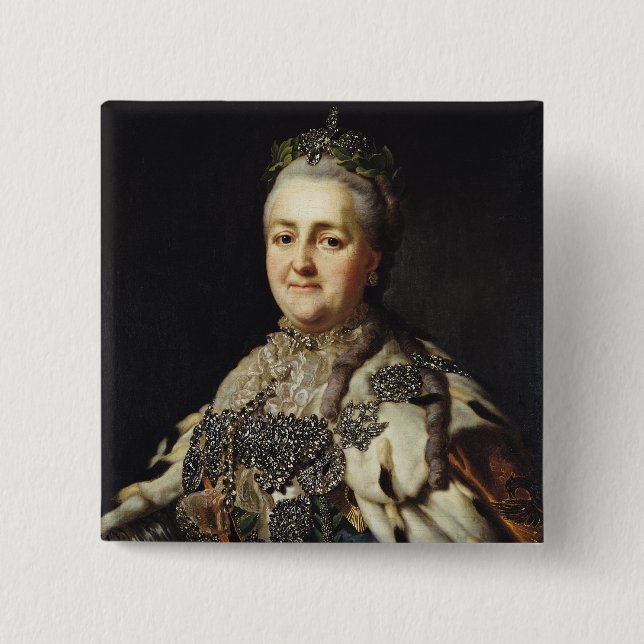 Portrait of Catherine II  of Russia 2 Inch Square Button (Front)