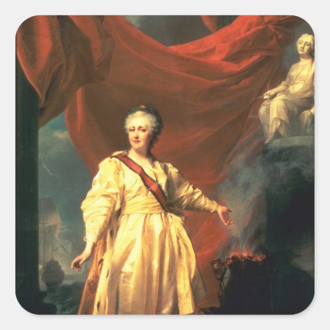 Portrait of Catherine the Great as Lawgiver Square Sticker (Front)