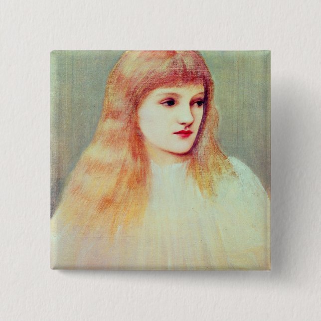 Portrait of Cecily Horner, 1895 2 Inch Square Button (Front)