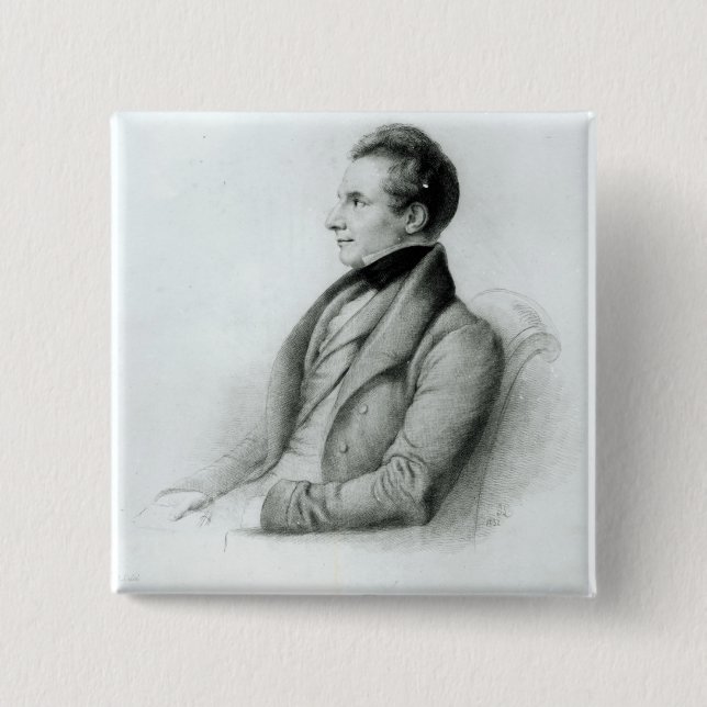 Portrait of Charles Babbage  1832 2 Inch Square Button (Front)
