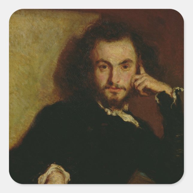Portrait of Charles Baudelaire  1844 Square Sticker (Front)