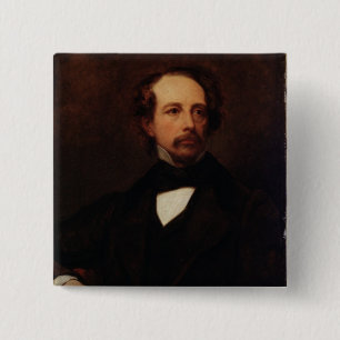 Portrait of Charles Dickens  1855 2 Inch Square Button