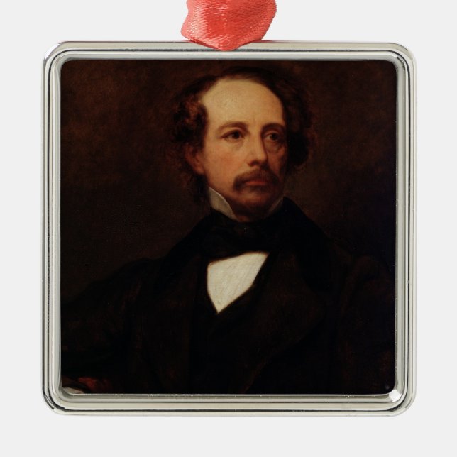 Portrait of Charles Dickens  1855 Metal Ornament (Front)