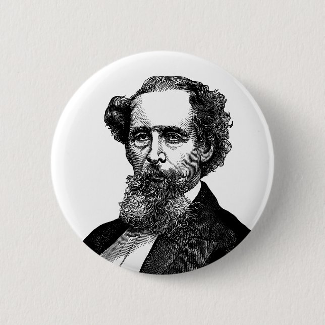 Portrait of Charles Dickens 2 Inch Round Button (Front)