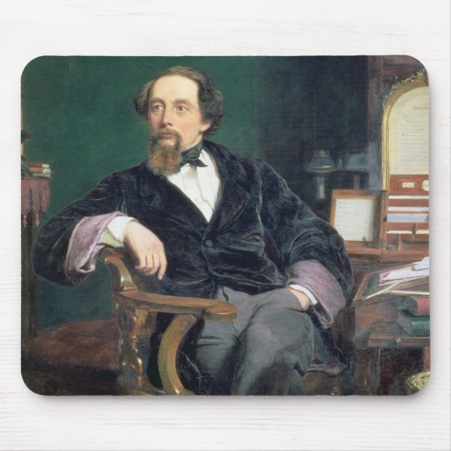 Portrait of Charles Dickens (oil on canvas) Mouse Pad (Front)