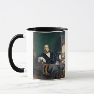 Portrait of Charles Dickens (oil on canvas) Mug