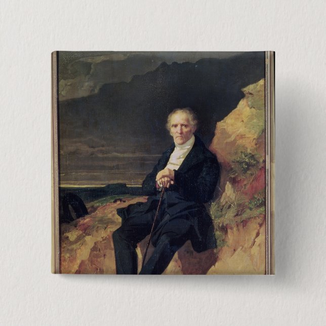 Portrait of Charles Fourier 2 Inch Square Button (Front)