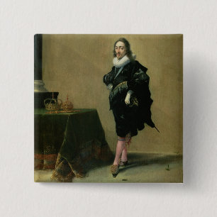 Portrait of Charles I (1600-49) 1632 (oil on panel 2 Inch Square Button