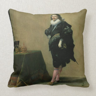 Portrait of Charles I (1600-49) 1632 (oil on panel Throw Pillow
