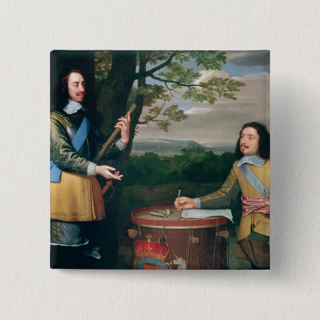 Portrait of Charles I  and Sir Edward Walker 2 Inch Square Button (Front)