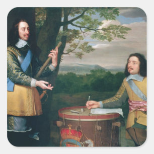 Portrait of Charles I  and Sir Edward Walker Square Sticker