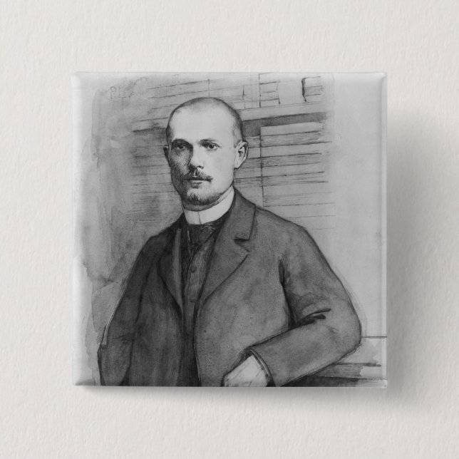 Portrait of Charles Peguy 2 Inch Square Button (Front)