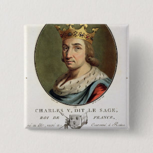Portrait of Charles V, Called 'The Wise' King of F 2 Inch Square Button