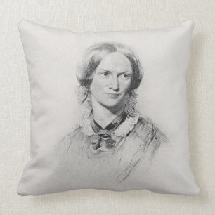 Portrait of Charlotte Bronte, engraved by Walker a Throw Pillow