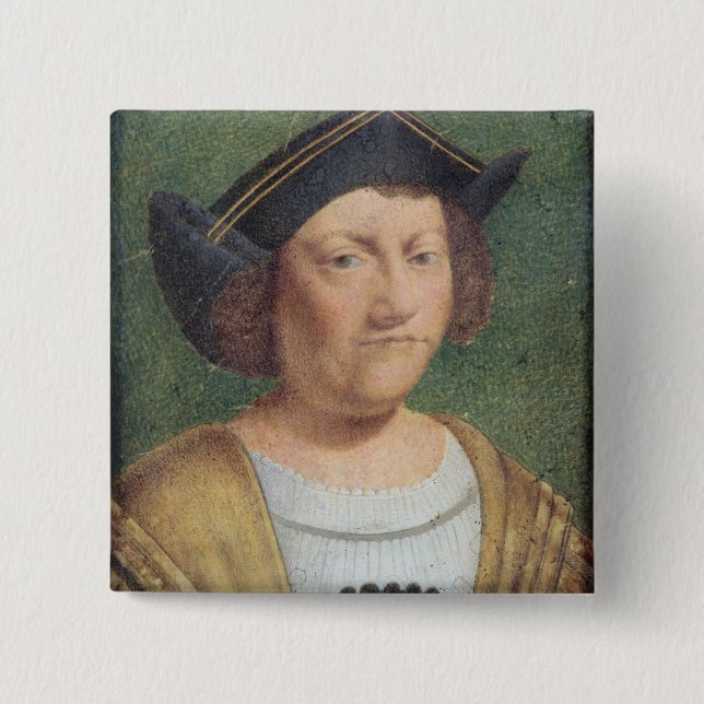Portrait of Christopher Columbus 2 Inch Square Button (Front)