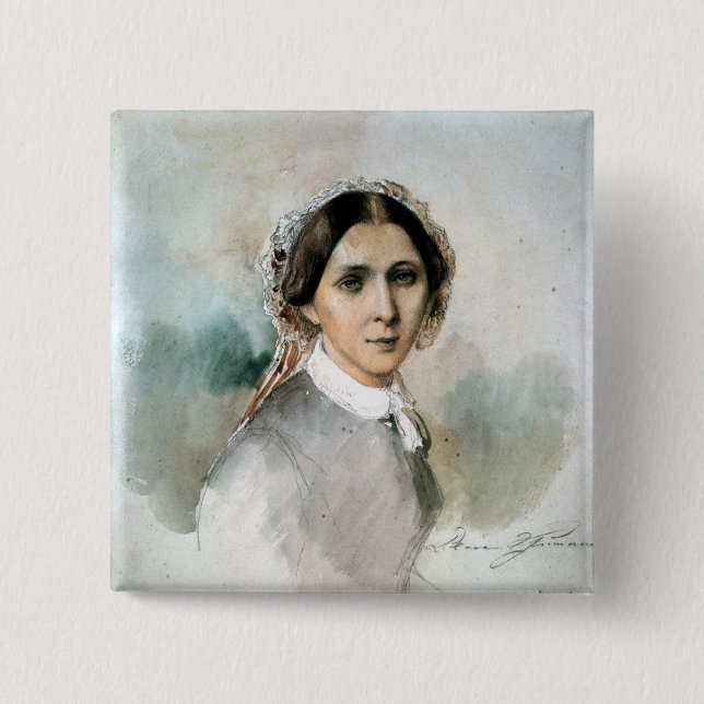 Portrait of Clara Schumann  1853 2 Inch Square Button (Front)