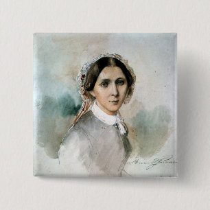 Portrait of Clara Schumann  1853 2 Inch Square Button