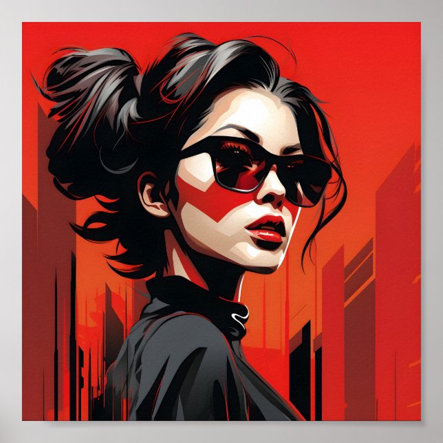 Portrait Of Cool Girl Wearing Glasses Poster (Front)