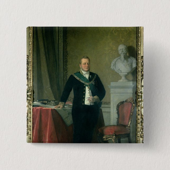 Portrait of Count Camillo Berso of Cavour 2 Inch Square Button (Front)
