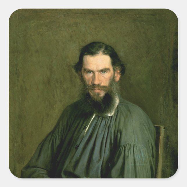 Portrait of Count Lev Nikolaevich Tolstoy  1873 Square Sticker (Front)