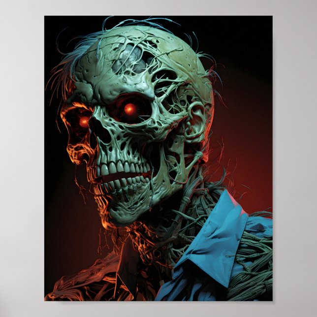 Portrait Of Creepy Halloween Zombie Poster (Front)