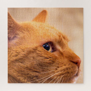 Portrait of Curious Orange Tabby Cat Nature Photo Jigsaw Puzzle