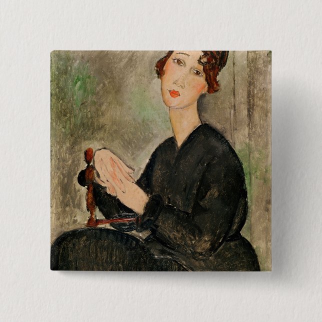 Portrait of Dedie Hayden, 1918 2 Inch Square Button (Front)