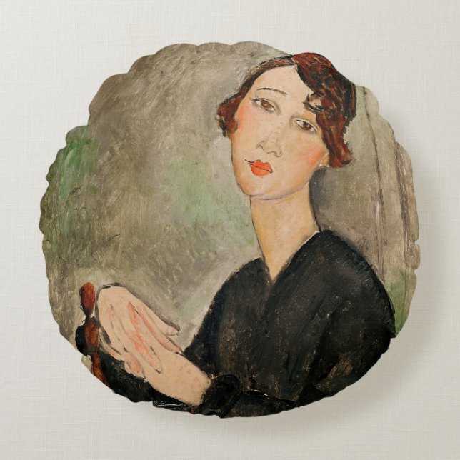 Portrait of Dedie Hayden, 1918 Round Pillow (Front)