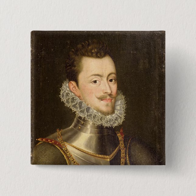 Portrait of Don John of Austria 2 Inch Square Button (Front)