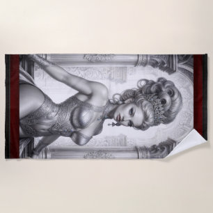 Portrait Of Drusella Arkaevis AI Art by Xzendor7 Beach Towel