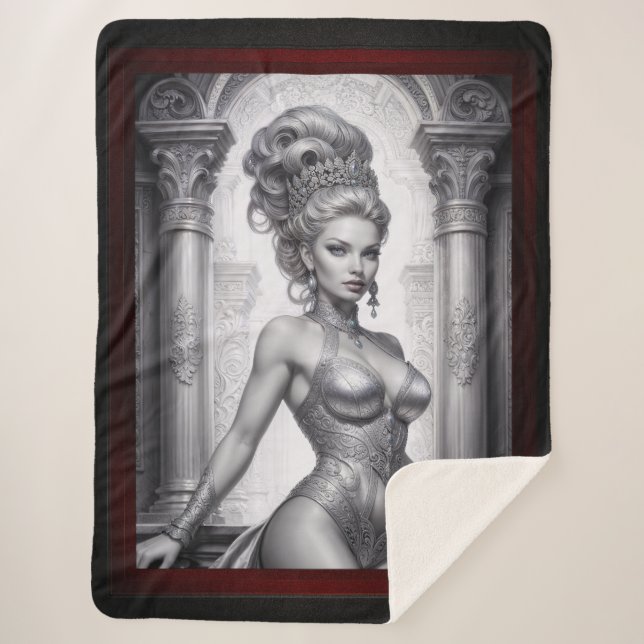 Portrait Of Drusella Arkaevis AI Art by Xzendor7 Sherpa Blanket (Front)