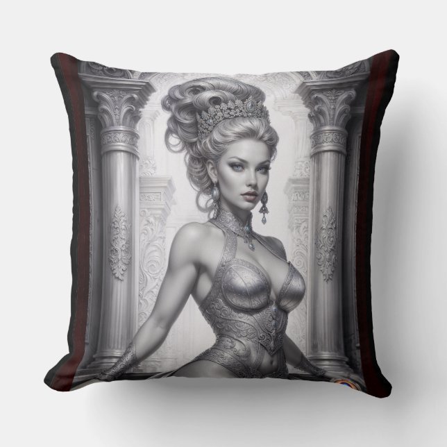 Portrait Of Drusella Arkaevis AI Art by Xzendor7 Throw Pillow (Front)