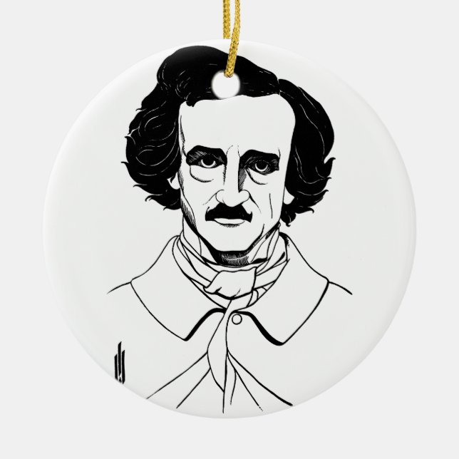Portrait of Edgar Allan Poe Ceramic Ornament (Front)