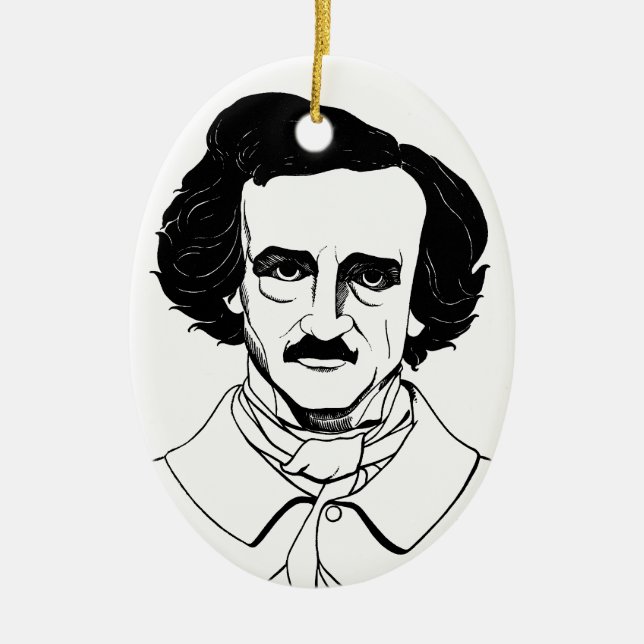 Portrait of Edgar Allan Poe Ceramic Ornament (Front)