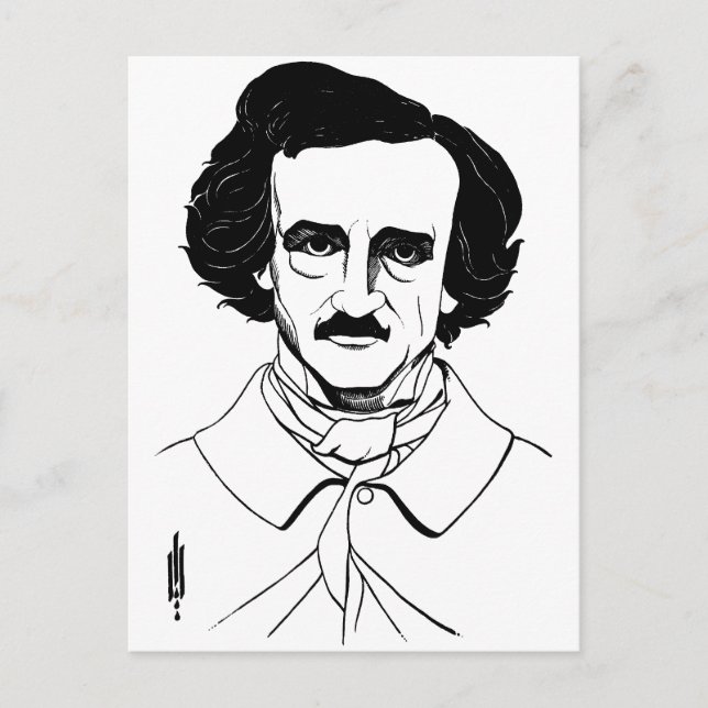 Portrait of Edgar Allan Poe Postcard (Front)