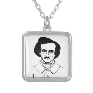 Portrait of Edgar Allan Poe Silver Plated Necklace