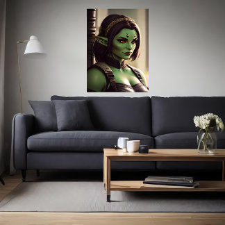 Portrait of Elf orc hybrid women | AI Art Poster