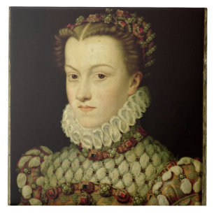 Portrait of Elizabeth of Austria (1554-92) Queen o Tile