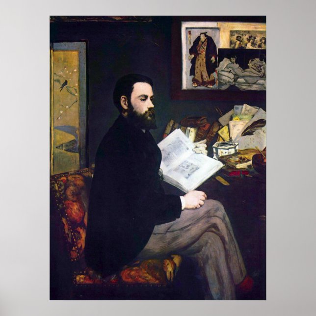Portrait of Emile Zola by Edouard Manet Poster (Front)
