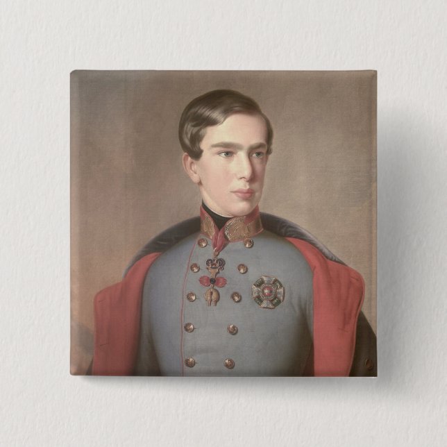 Portrait of Emperor Franz Joseph of Austria 2 Inch Square Button (Front)