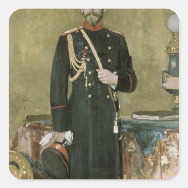 Portrait of Emperor Nicholas II  1895 Square Sticker (Front)