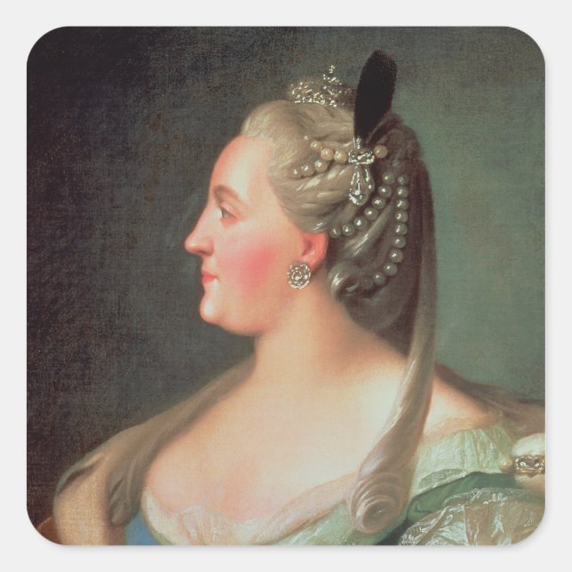 Portrait of Empress Catherine II the Great Square Sticker (Front)