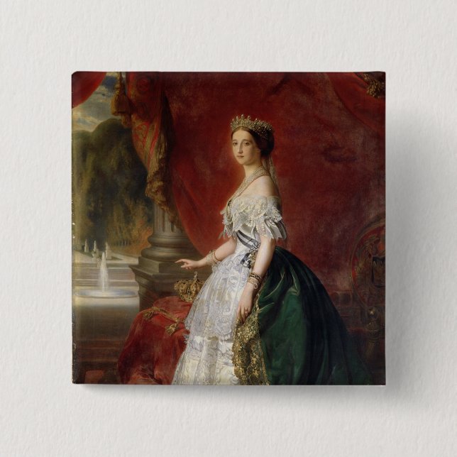 Portrait of Empress Eugenie of France 2 Inch Square Button (Front)
