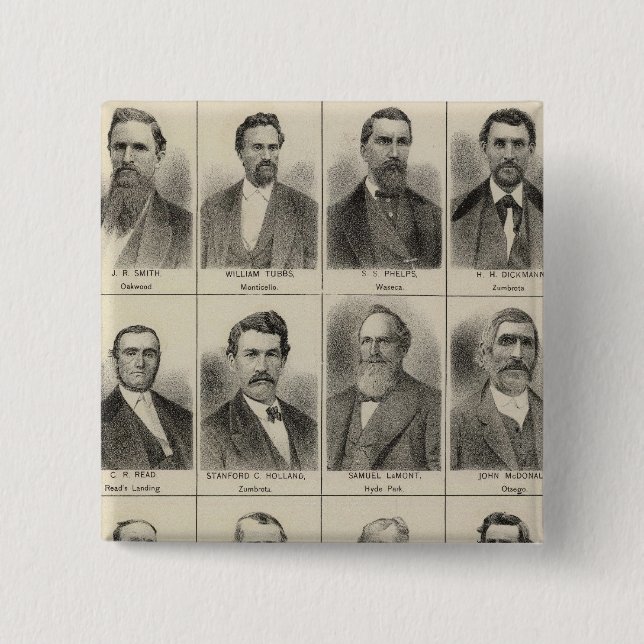 Portrait of Farmer Frank Meachum, Minnesota 2 Inch Square Button (Front)