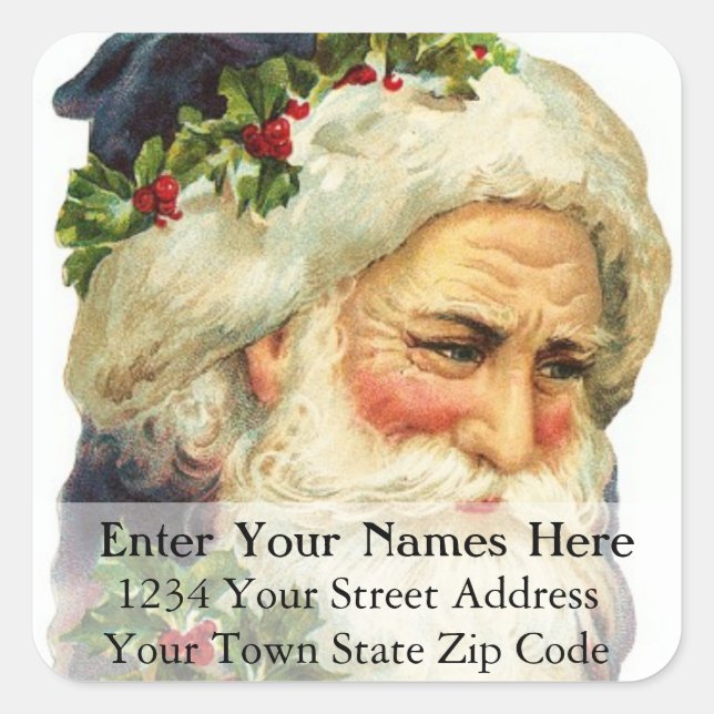 Portrait of Father Christmas Vintage Address Label (Front)
